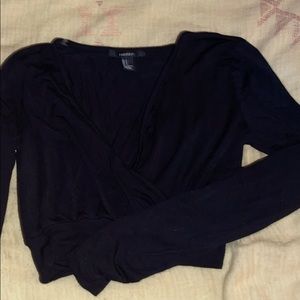 F21 black crepe crop top